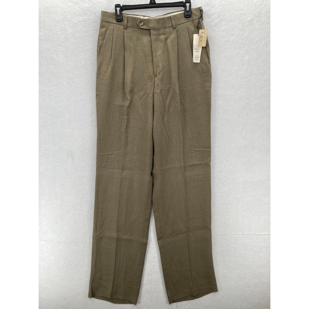 Christian St. John Limited Mens 32 Brown Linea Naturale Pleated Dress Pants NWT